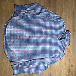 VINEYARD VINES Mens Sz L Blue/Pink/Green Plaid Long Sleeve Slim Fit Tucker Shirt